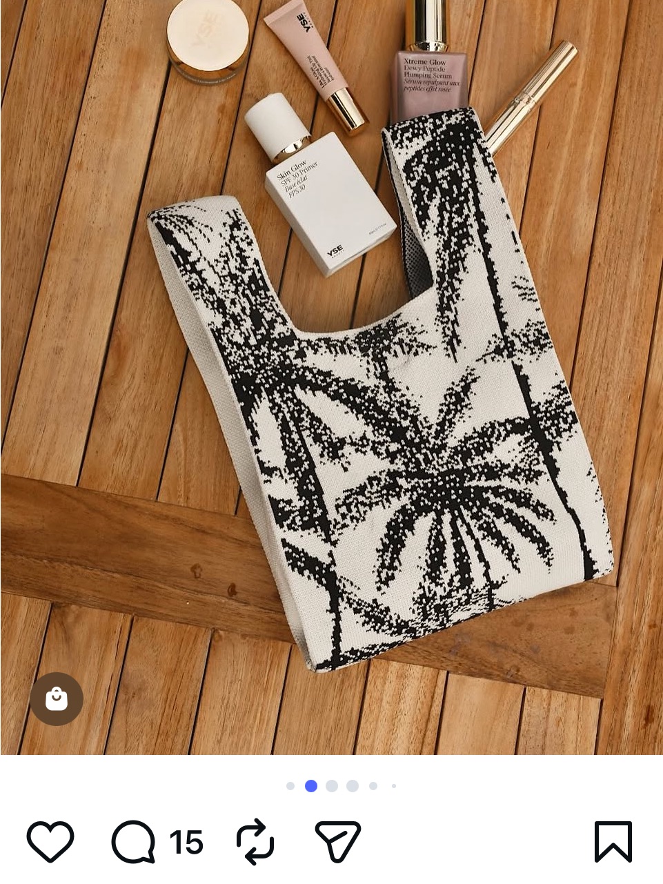 Yse Beauty Le Petit Palm Wristlet Pouch In Black And White — image 4 of 4